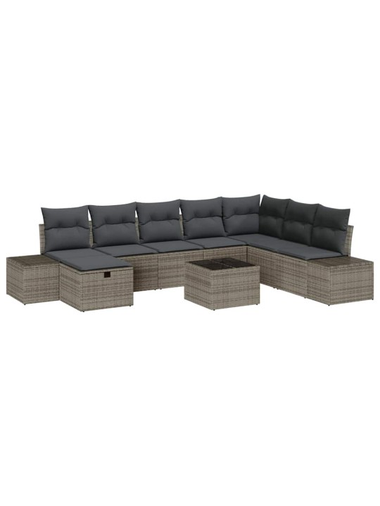 Dārza dīvānu komplekts ar spilvenu 9 pcs pelēka 55 x 62 x 69 cm