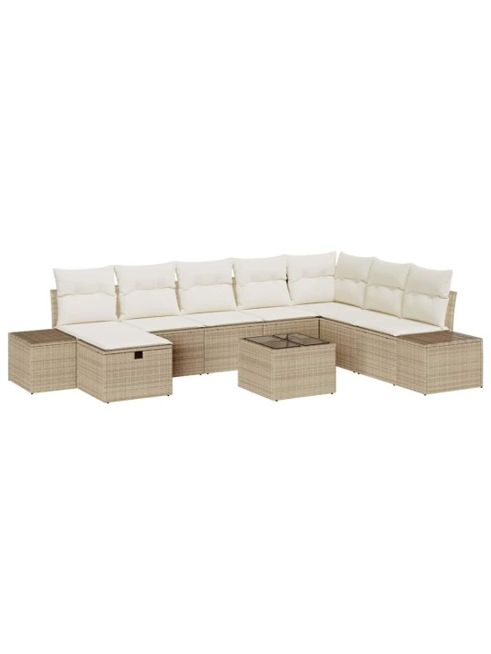 Dārza dīvānu komplekts ar spilvenu 9 pcs bēša 55 x 62 x 69 cm