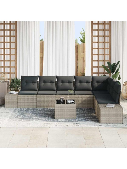 Dārza dīvānu komplekts 9 pcs gaiši pelēka 55 x 62 x 69 cm