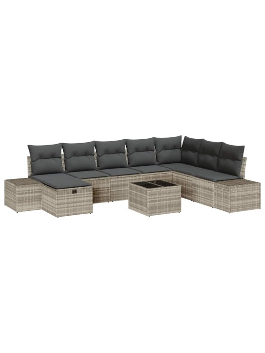 Dārza dīvānu komplekts 9 pcs gaiši pelēka 55 x 62 x 69 cm