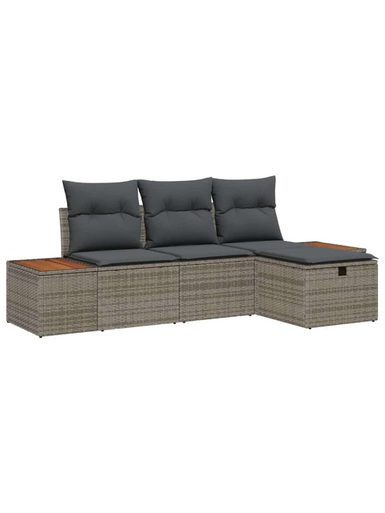 Dārza dīvānu komplekts ar spilvenu 4 pcs pelēka 55 x 62 x 69 cm