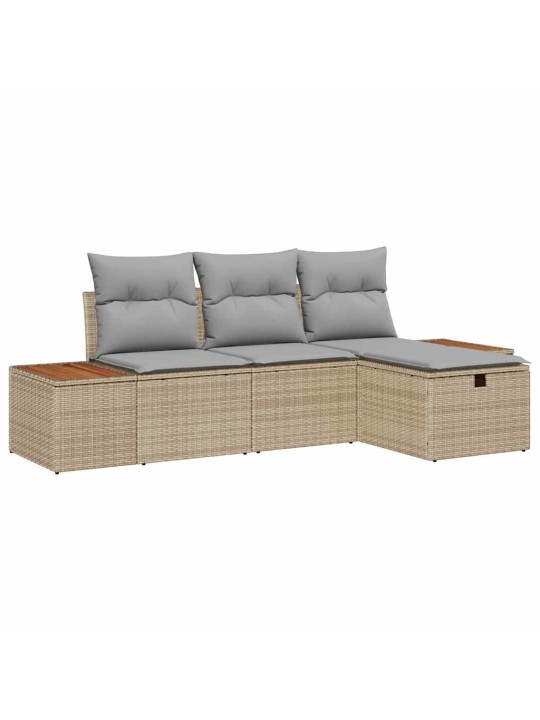 Dārza dīvānu komplekts ar spilvenu 4 pcs bēša 55 x 62 x 69 cm