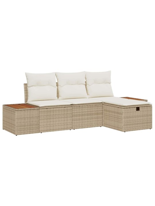 Dārza dīvānu komplekts ar spilvenu 4 pcs bēša 55 x 62 x 69 cm