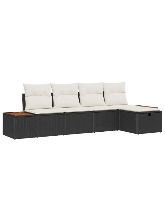 Dārza dīvānu komplekts ar spilvenu 5 pcs melna 55 x 62 x 69 cm
