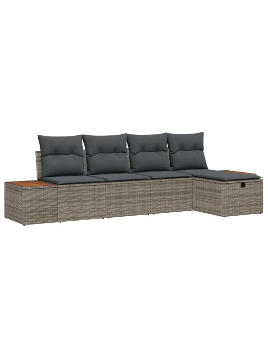 Dārza dīvānu komplekts ar spilvenu 5 pcs pelēka 55 x 62 x 69 cm