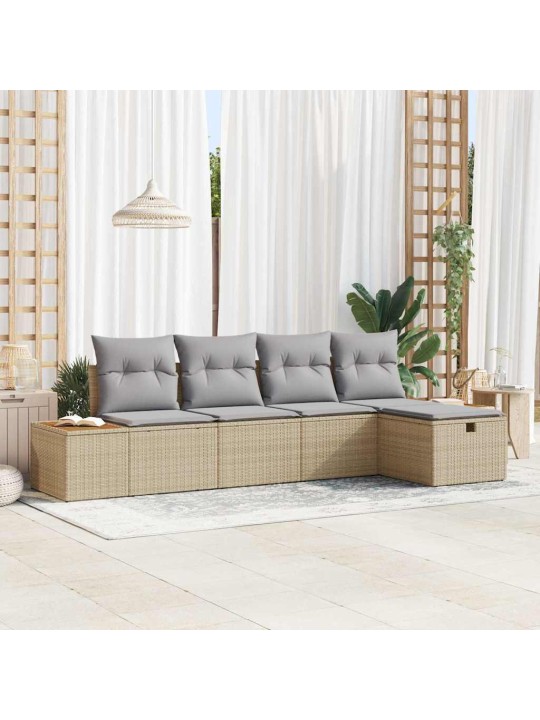 Dārza dīvānu komplekts ar spilvenu 5 pcs bēša 55 x 62 x 69 cm