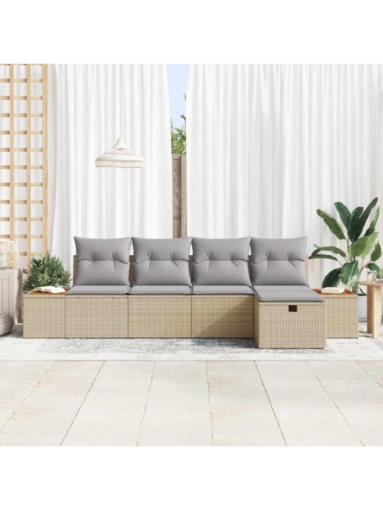 Dārza dīvānu komplekts ar spilvenu 5 pcs bēša 55 x 62 x 69 cm