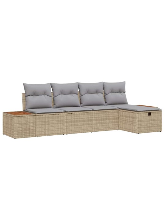 Dārza dīvānu komplekts ar spilvenu 5 pcs bēša 55 x 62 x 69 cm
