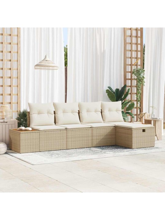 Dārza dīvānu komplekts ar spilvenu 5 pcs bēša 55 x 62 x 69 cm