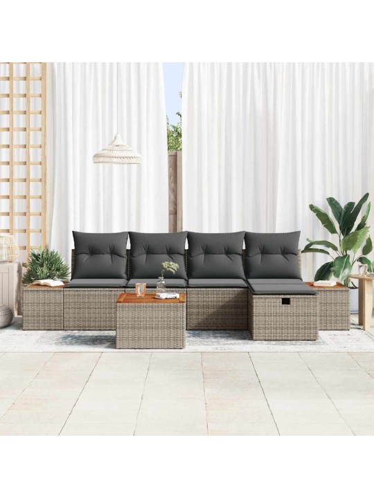 Dārza dīvānu komplekts ar spilvenu 6 pcs pelēka 55 x 62 x 69 cm