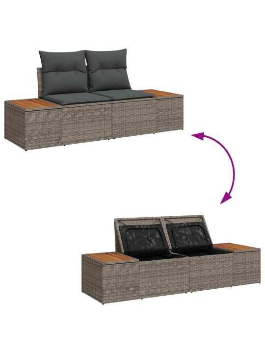 Dārza dīvānu komplekts ar spilvenu 6 pcs pelēka 55 x 62 x 69 cm