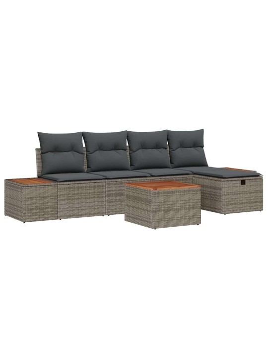 Dārza dīvānu komplekts ar spilvenu 6 pcs pelēka 55 x 62 x 69 cm
