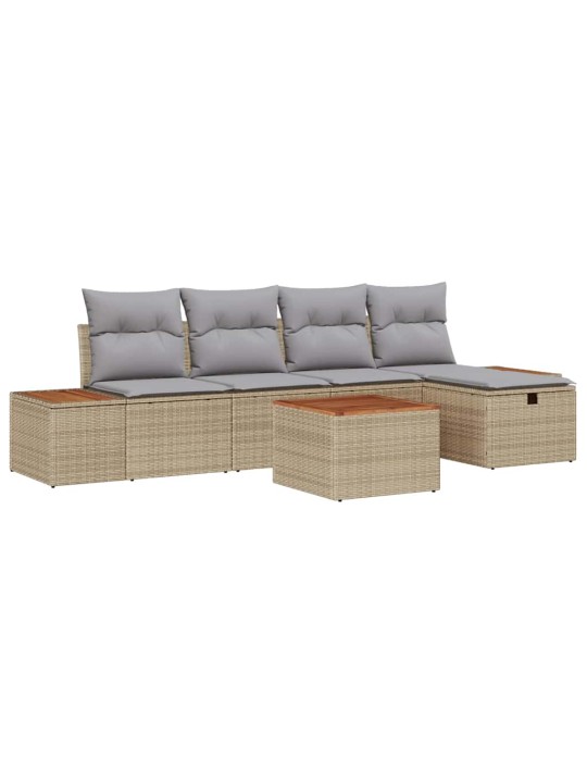 Dārza dīvānu komplekts ar spilvenu 6 pcs bēša 55 x 62 x 69 cm