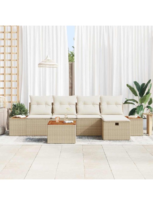 Dārza dīvānu komplekts ar spilvenu 6 pcs bēša 55 x 62 x 69 cm