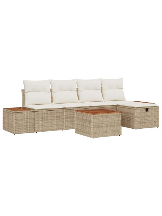 Dārza dīvānu komplekts ar spilvenu 6 pcs bēša 55 x 62 x 69 cm