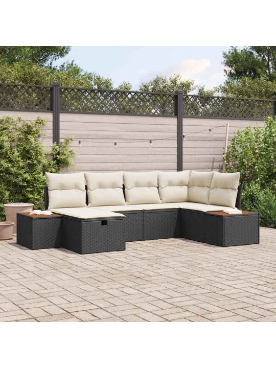 Dārza dīvānu komplekts ar spilvenu 6 pcs melna 55 x 62 x 69 cm