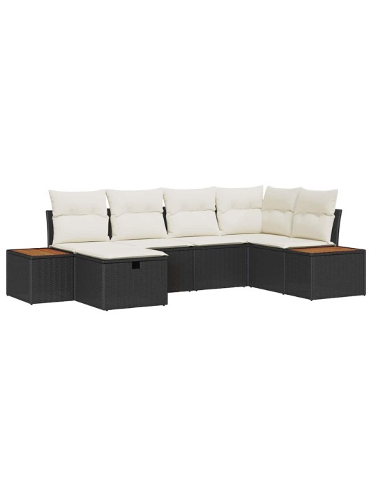 Dārza dīvānu komplekts ar spilvenu 6 pcs melna 55 x 62 x 69 cm