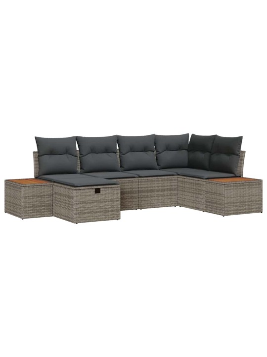 Dārza dīvānu komplekts ar spilvenu 6 pcs pelēka 55 x 62 x 69 cm