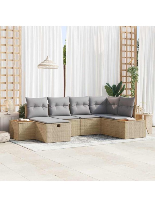 Dārza dīvānu komplekts ar spilvenu 6 pcs bēša 55 x 62 x 69 cm