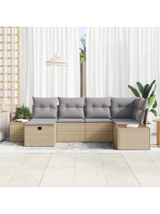 Dārza dīvānu komplekts ar spilvenu 6 pcs bēša 55 x 62 x 69 cm