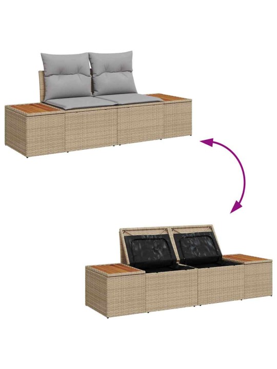 Dārza dīvānu komplekts ar spilvenu 6 pcs bēša 55 x 62 x 69 cm