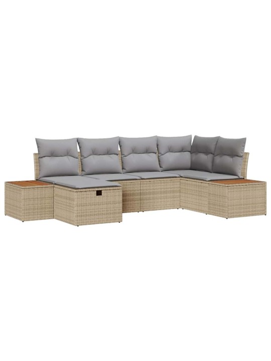 Dārza dīvānu komplekts ar spilvenu 6 pcs bēša 55 x 62 x 69 cm