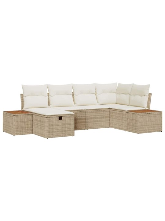 Dārza dīvānu komplekts ar spilvenu 6 pcs bēša 55 x 62 x 69 cm