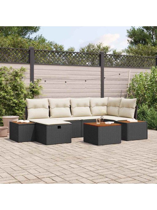 Dārza dīvānu komplekts ar spilvenu 7 pcs melna 55 x 62 x 69 cm