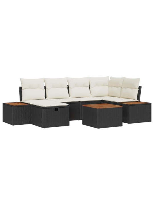 Dārza dīvānu komplekts ar spilvenu 7 pcs melna 55 x 62 x 69 cm