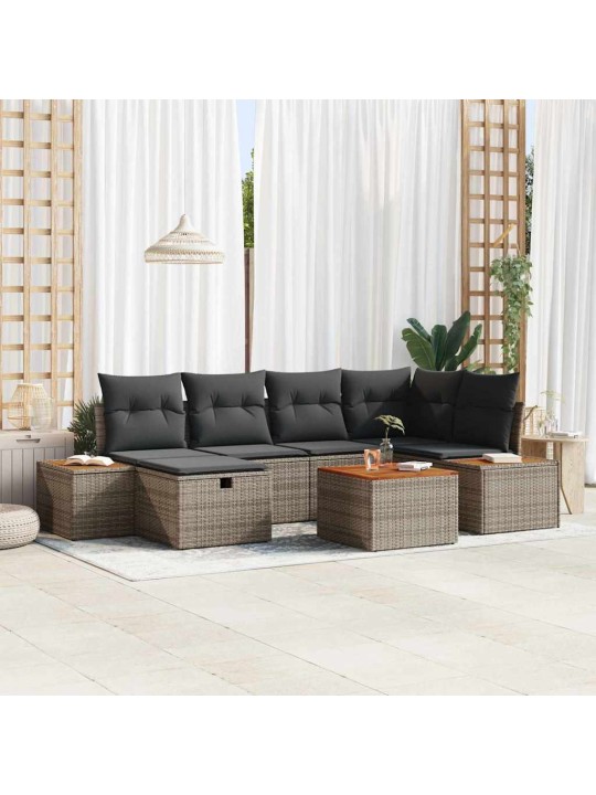 Dārza dīvānu komplekts ar spilvenu 7 pcs pelēka 55 x 62 x 69 cm