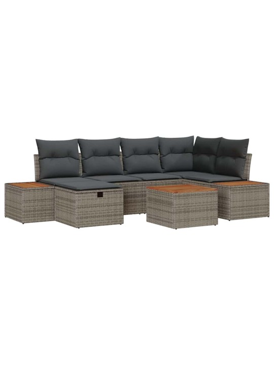 Dārza dīvānu komplekts ar spilvenu 7 pcs pelēka 55 x 62 x 69 cm