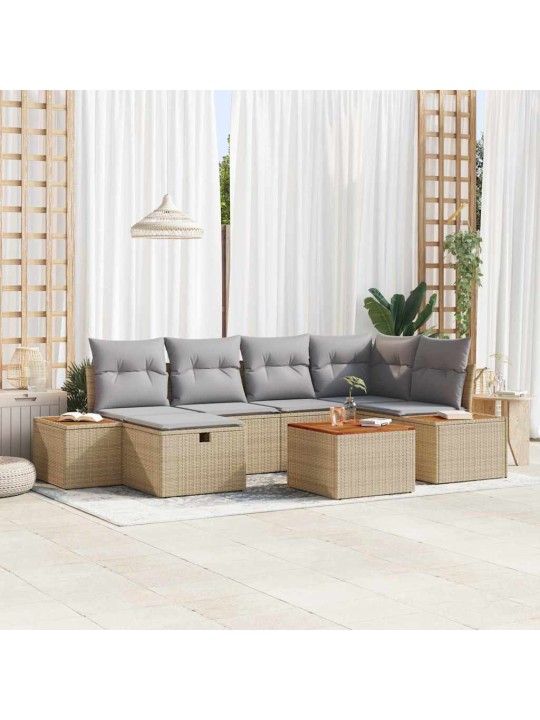Dārza dīvānu komplekts ar spilvenu 7 pcs bēša 55 x 62 x 69 cm