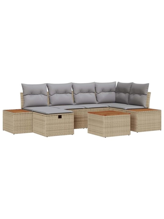 Dārza dīvānu komplekts ar spilvenu 7 pcs bēša 55 x 62 x 69 cm