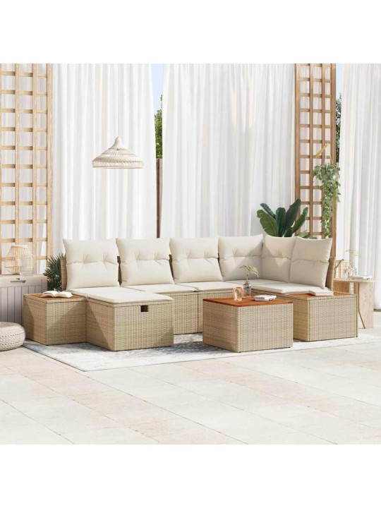 Dārza dīvānu komplekts ar spilvenu 7 pcs bēša 55 x 62 x 69 cm