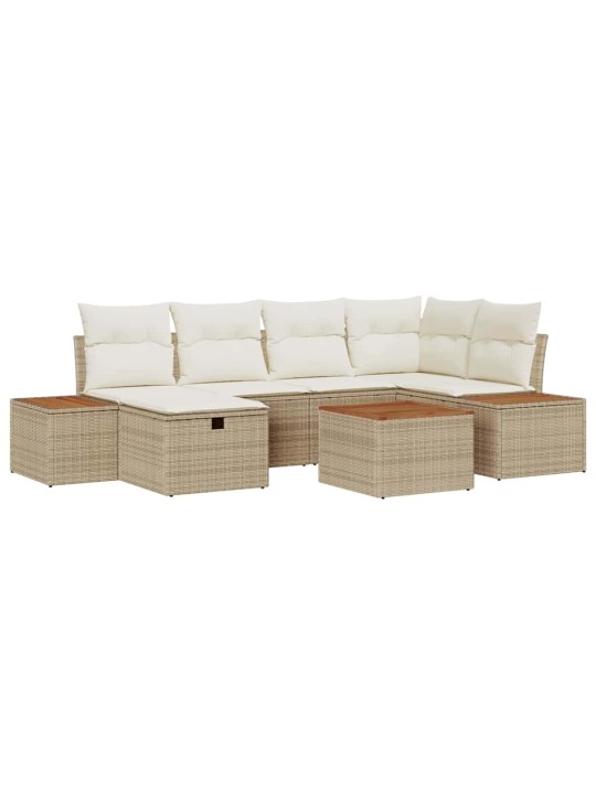 Dārza dīvānu komplekts ar spilvenu 7 pcs bēša 55 x 62 x 69 cm