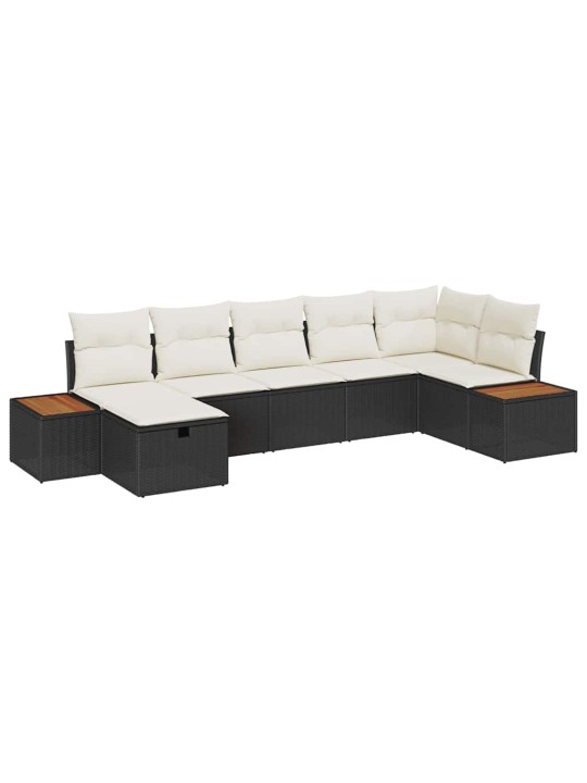 Dārza dīvānu komplekts ar spilvenu 7 pcs melna 55 x 62 x 69 cm