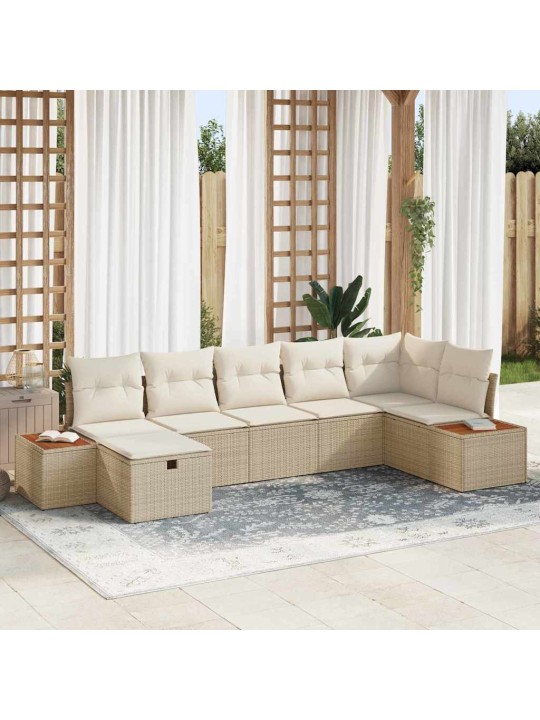Dārza dīvānu komplekts ar spilvenu 7 pcs bēša 55 x 62 x 69 cm