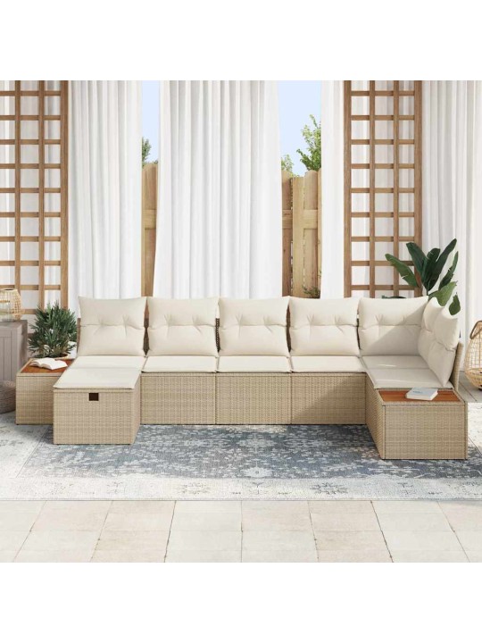 Dārza dīvānu komplekts ar spilvenu 7 pcs bēša 55 x 62 x 69 cm