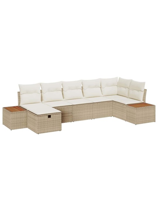 Dārza dīvānu komplekts ar spilvenu 7 pcs bēša 55 x 62 x 69 cm