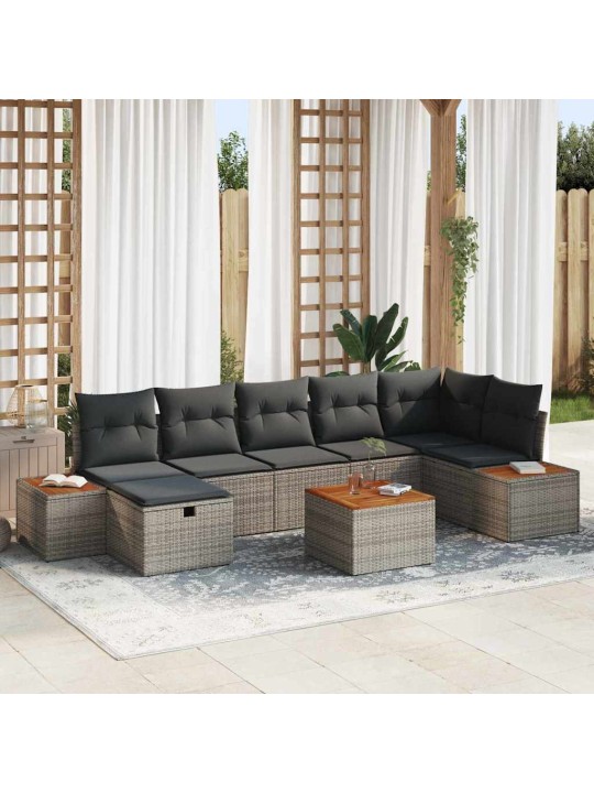 Dārza dīvānu komplekts ar spilvenu 8 pcs pelēka 55 x 62 x 69 cm