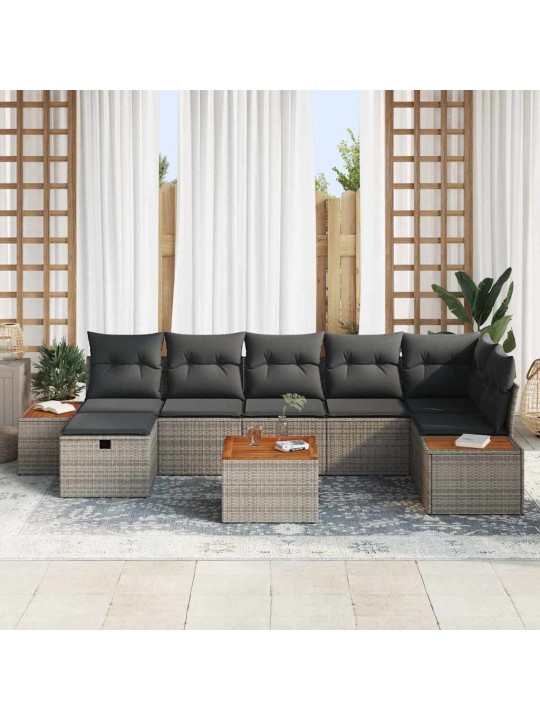 Dārza dīvānu komplekts ar spilvenu 8 pcs pelēka 55 x 62 x 69 cm