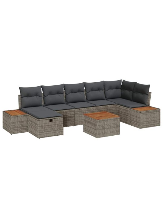 Dārza dīvānu komplekts ar spilvenu 8 pcs pelēka 55 x 62 x 69 cm