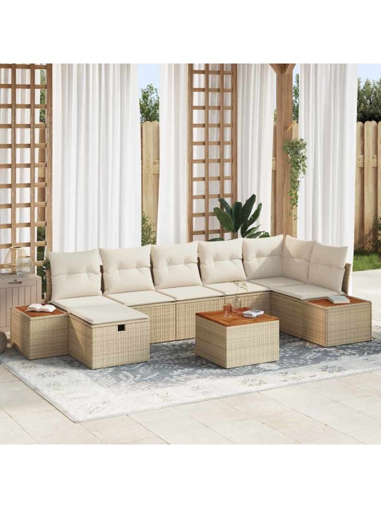 Dārza dīvānu komplekts ar spilvenu 8 pcs bēša 55 x 62 x 69 cm