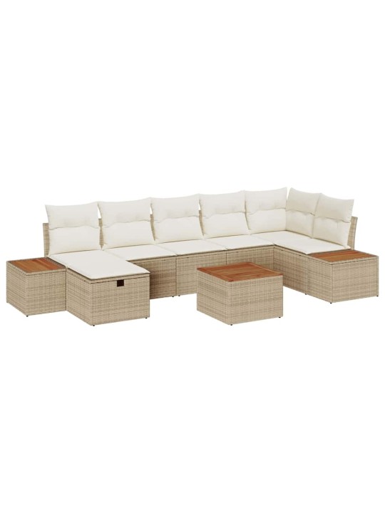 Dārza dīvānu komplekts ar spilvenu 8 pcs bēša 55 x 62 x 69 cm