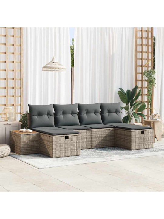 Dārza dīvānu komplekts ar spilvenu 6 pcs pelēka 55 x 62 x 69 cm