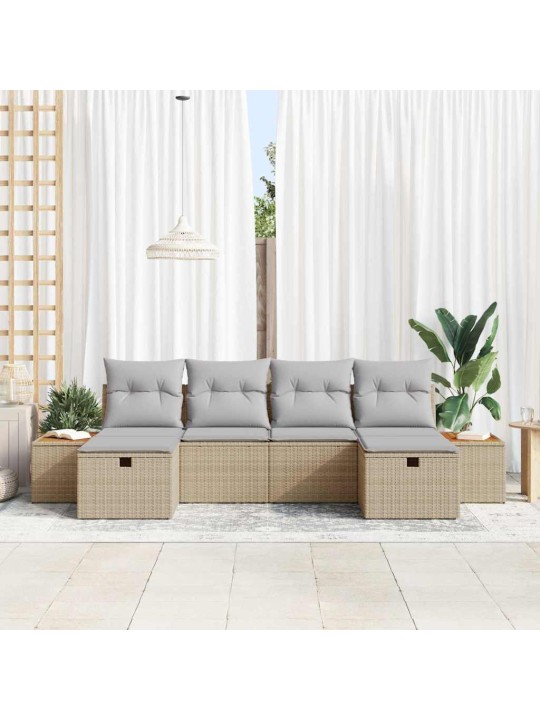 Dārza dīvānu komplekts ar spilvenu 6 pcs bēša 55 x 62 x 69 cm