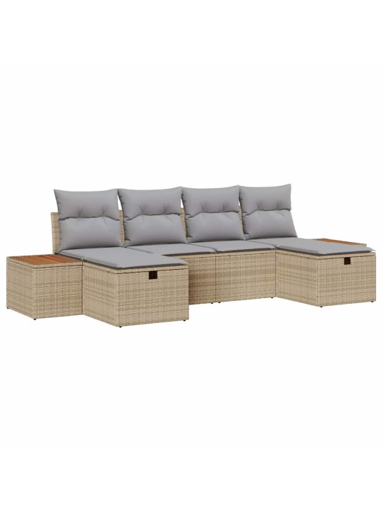 Dārza dīvānu komplekts ar spilvenu 6 pcs bēša 55 x 62 x 69 cm