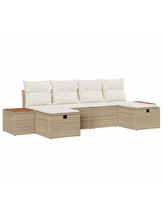 Dārza dīvānu komplekts ar spilvenu 6 pcs bēša 55 x 62 x 69 cm