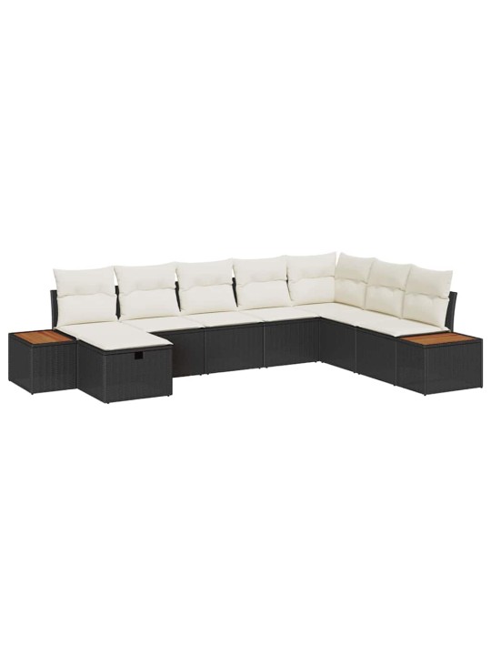 Dārza dīvānu komplekts ar spilvenu 8 pcs melna 55 x 62 x 69 cm