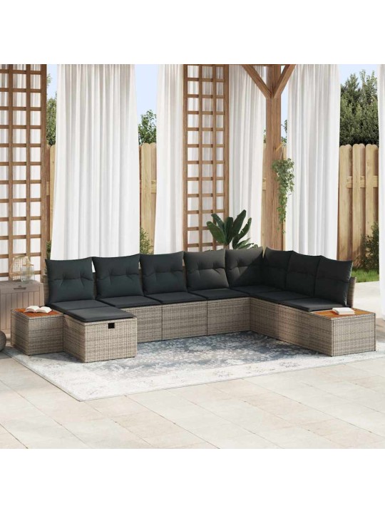 Dārza dīvānu komplekts ar spilvenu 8 pcs pelēka 55 x 62 x 69 cm